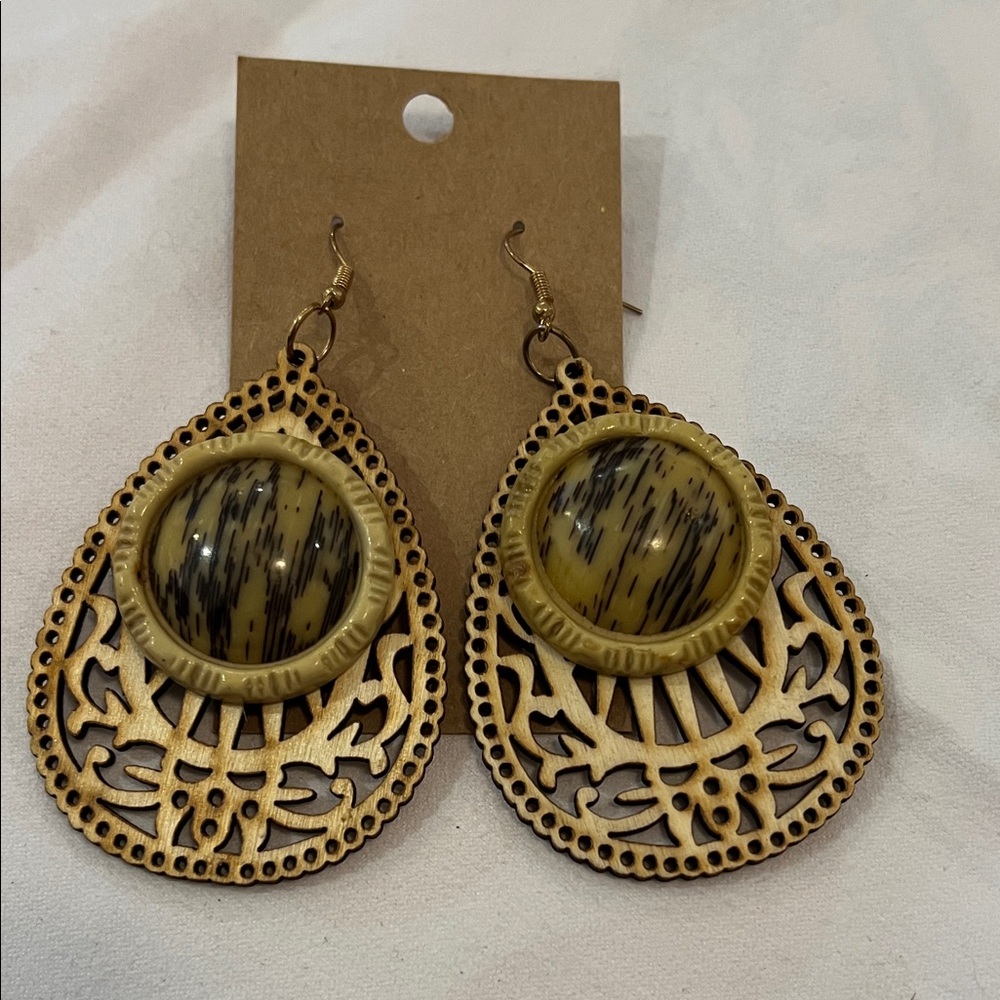 Wooden Teardrop Earrings